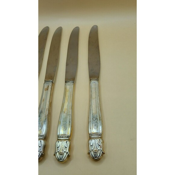 Vntg HOLMES & EDWARDS IS Danish Princess Inlaid Silver Plate - Dinner Knife 4pcs - Picture 3 of 5